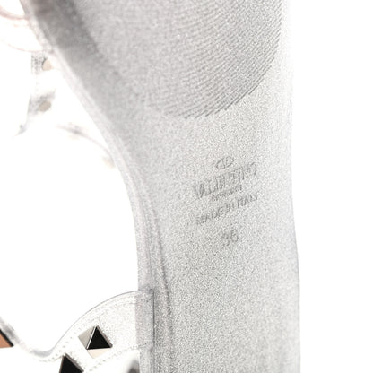 Valentino Garavani PVC Jelly Glitter Rockstud Caged Sandals 36 Silver 9 of 10