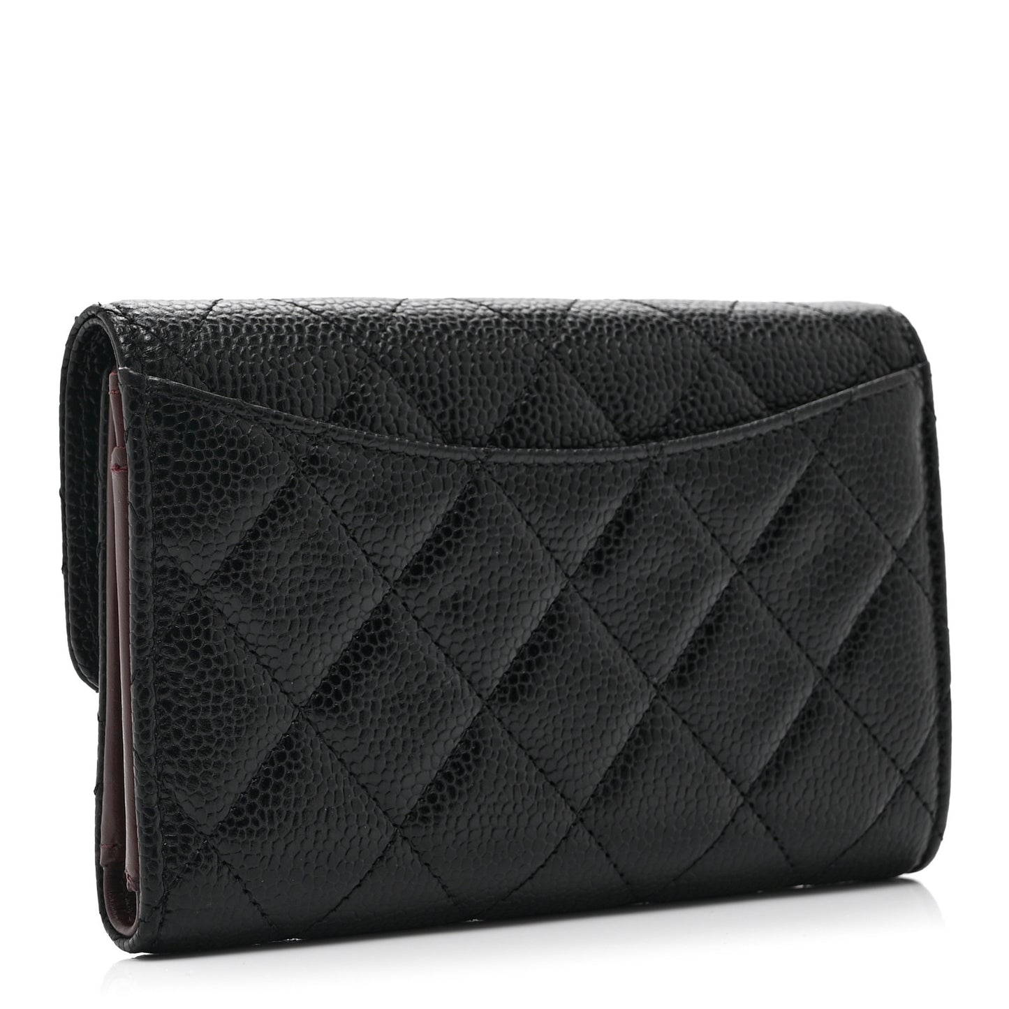 Caviar Quilted Medium Flap Wallet Black