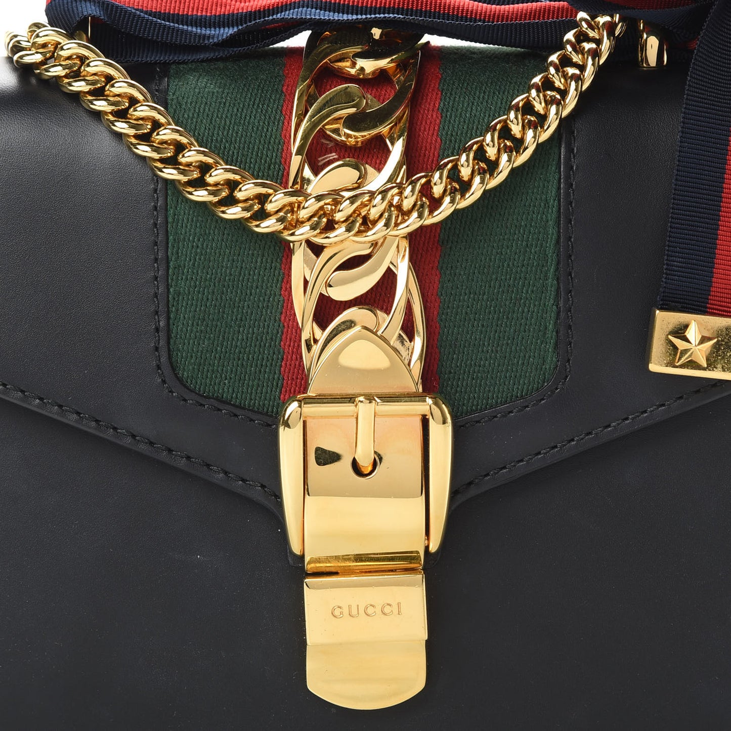 Calfskin Mini Sylvie Chain Shoulder Bag Black