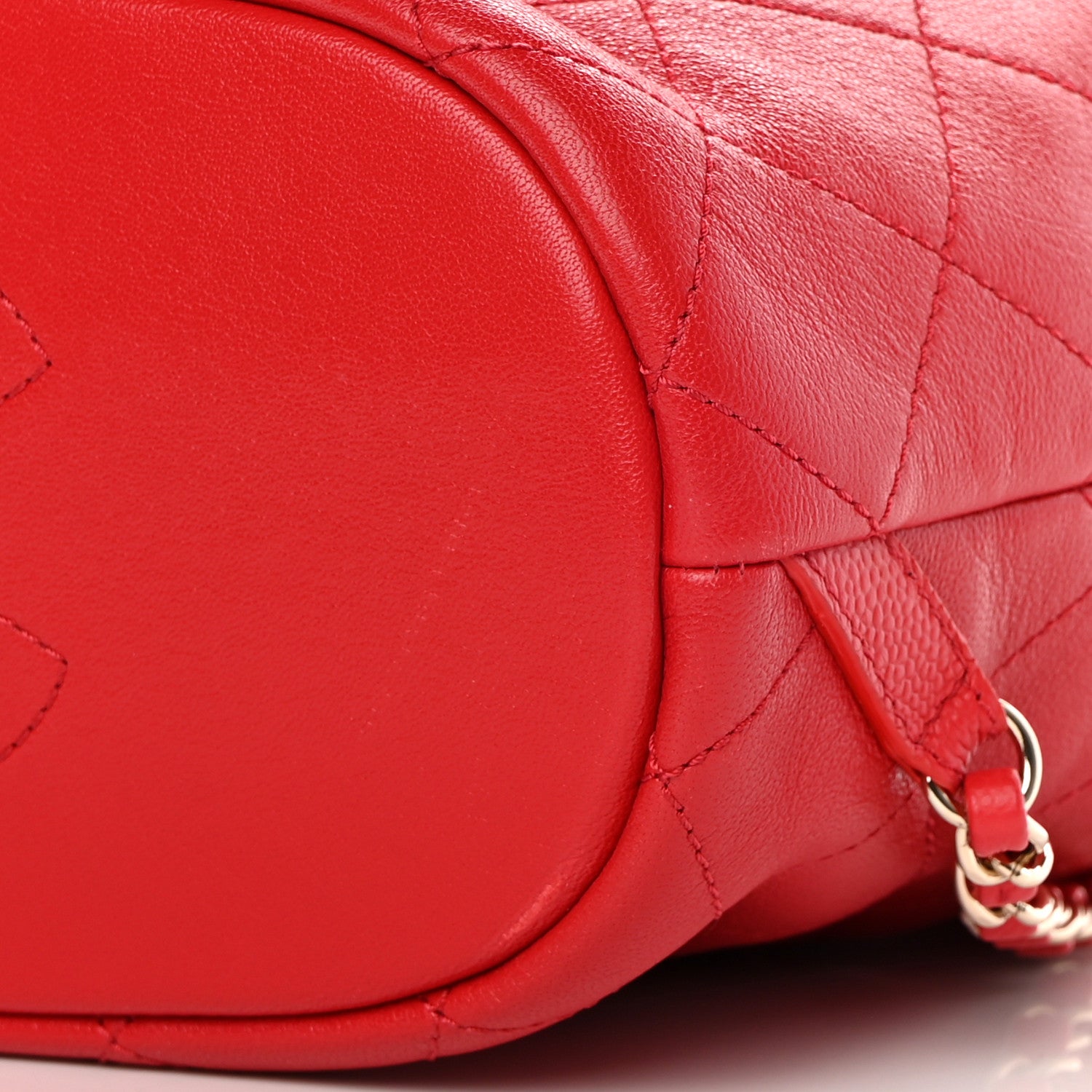 Chanel Sheepskin Caviar Quilted Daily Round Backpack Red 10 of 12