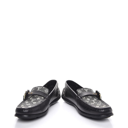 Louis Vuitton Calfskin Mini Lin Loafers 37 Black 5 of 11
