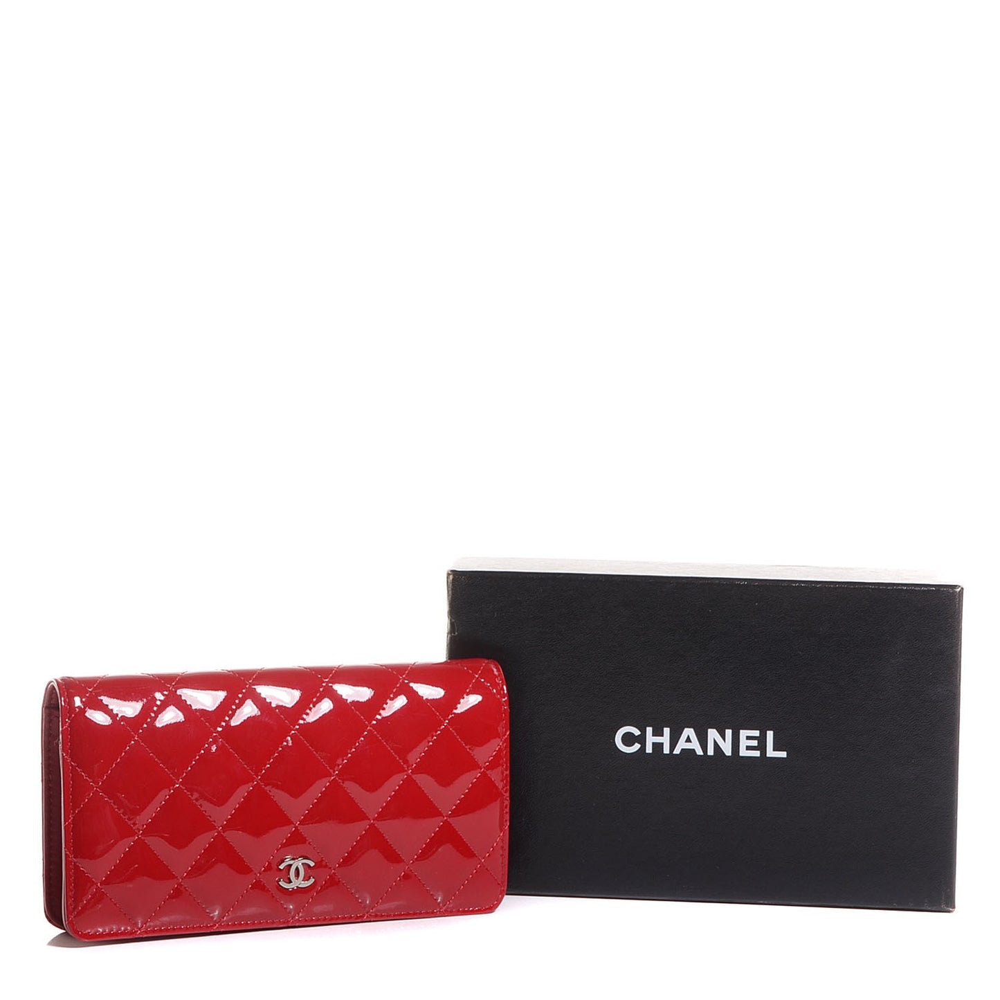 Patent Quilted Yen Wallet Red