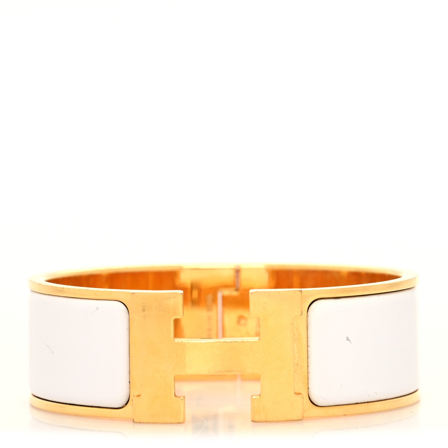 Hermes Enamel Wide Clic Clac H Bracelet PM White 1 of 5