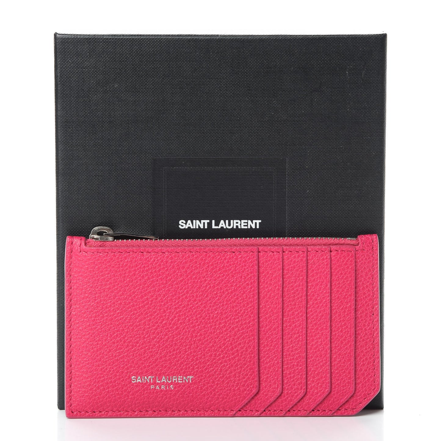 Grained Calfskin 5 Fragments Zip Pouch Card Holder Bubblegum