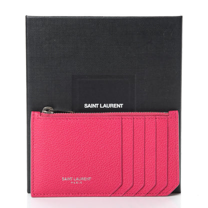 Saint Laurent Grained Calfskin 5 Fragments Zip Pouch Card Holder Bubblegum 8 of 8