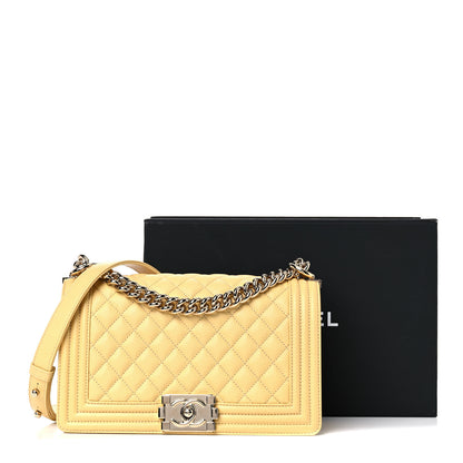 Chanel Caviar Quilted Medium Boy Flap Yellow 10 of 10