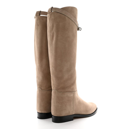 Hermes Suede Kelly Jumping Boots 35.5 Oak 4 of 13