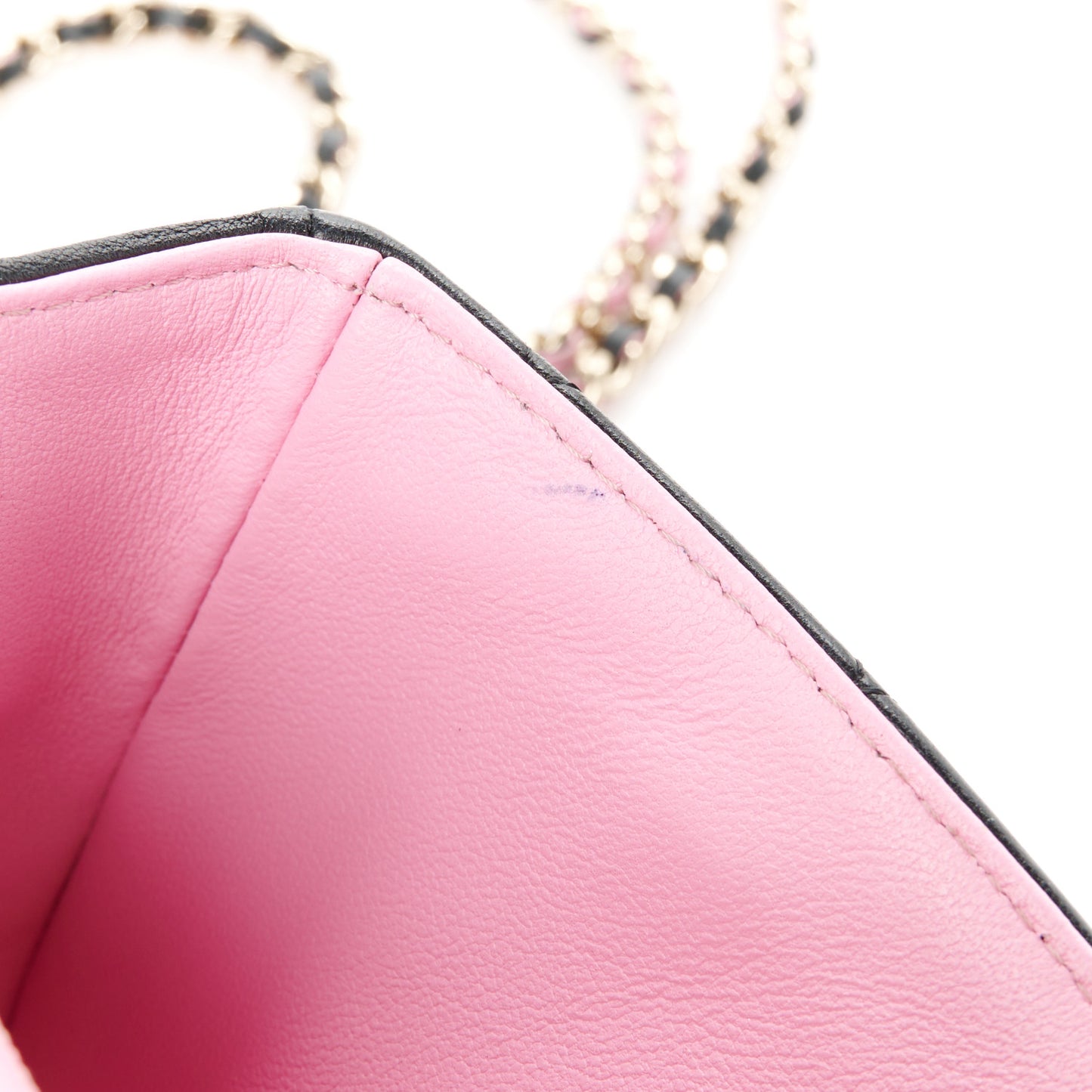 Lambskin Quilted Bi-Color Mini Top Handle Rectangular Flap Black Lilac