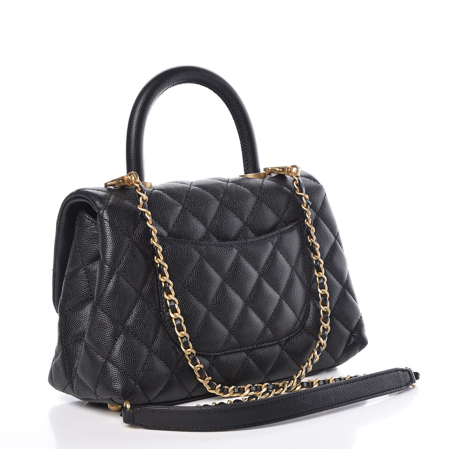 Caviar Quilted Mini Coco Handle Flap Black