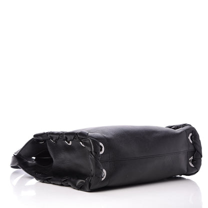 Jimmy Choo Grainy Calfskin Grommet Lace Up Rion Shoulder Bag Black 4 of 6