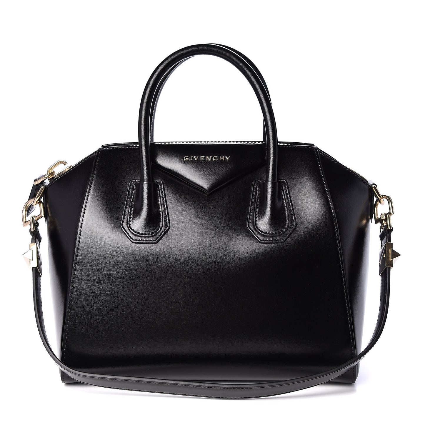 Shiny Lord Calfskin Small Antigona Black