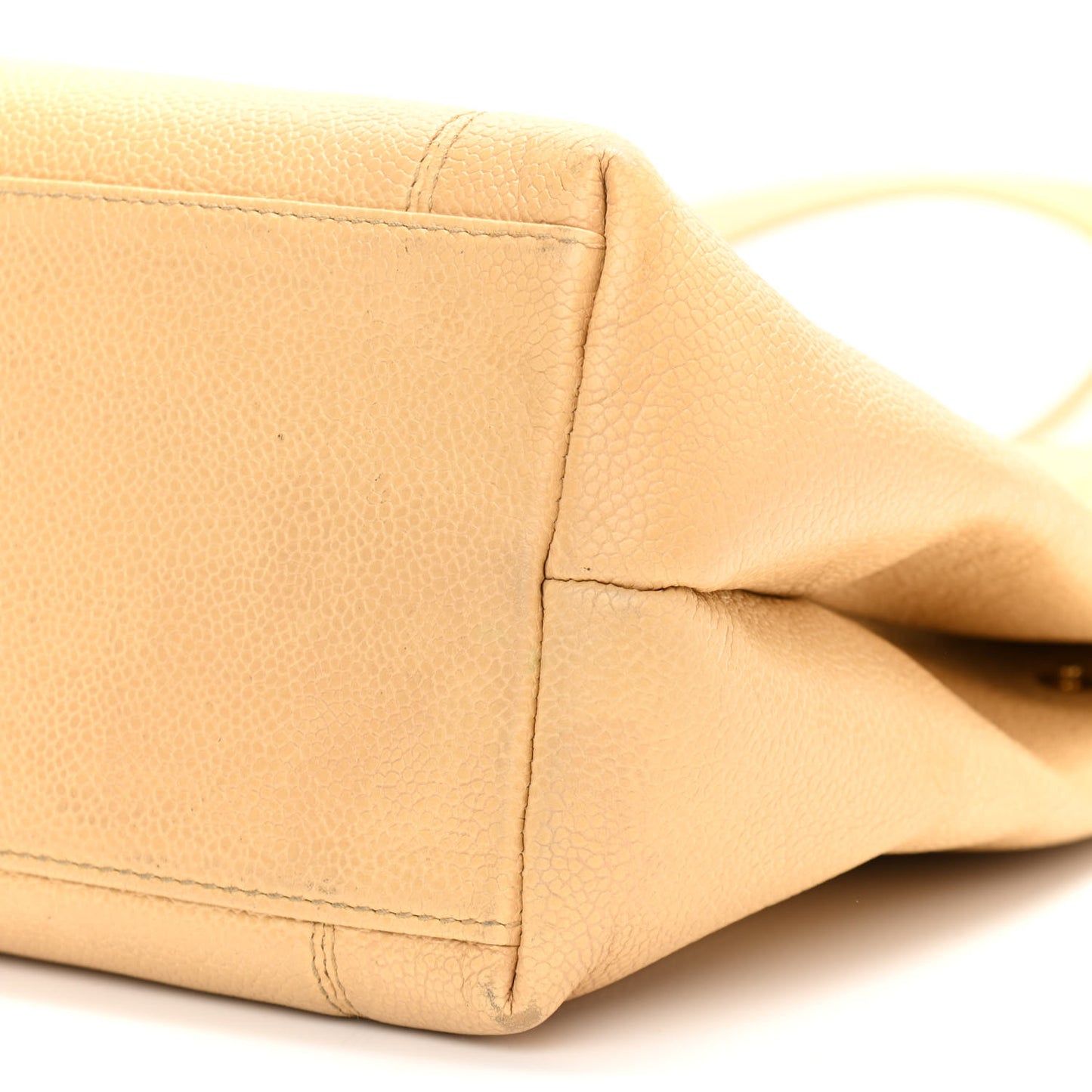 Caviar Logo Shoulder Bag Beige