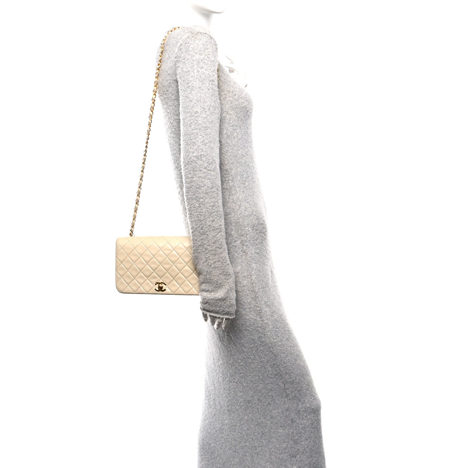 Chanel Lambskin Quilted Medium Single Flap Beige 2 of 12