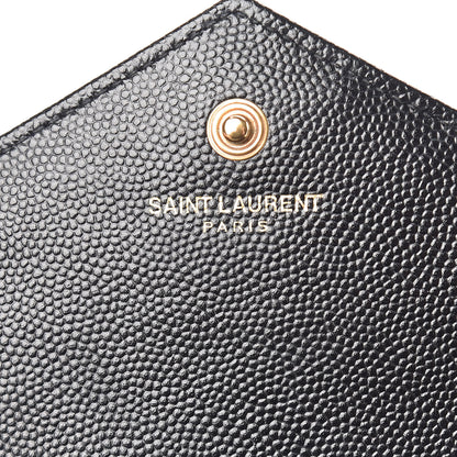Saint Laurent Grain De Poudre Matelasse Chevron Monogram Chain Wallet Black 8 of 12