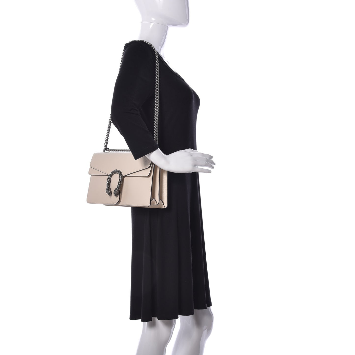Textured Calfskin Crystal Small Dionysus Shoulder Bag Mystic White