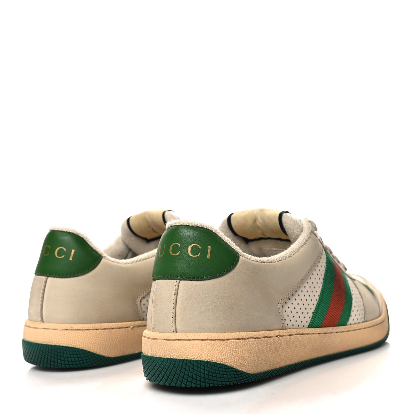 GG Monogram Nubuck Web Womens Screener Sneakers 40.5 New Sand Dusty Milk Vintage Green