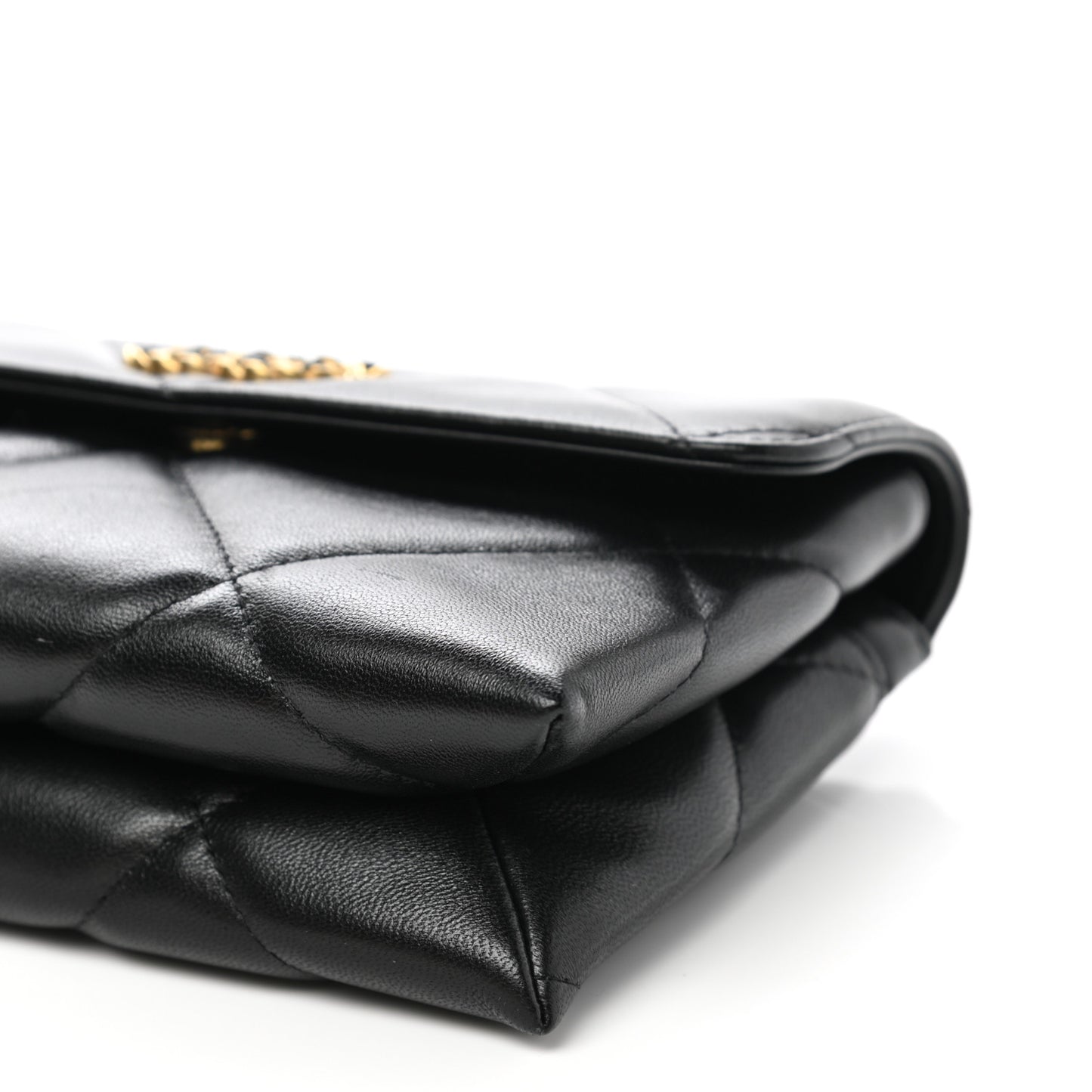 Lambskin Quilted Chanel 19 Flap Clutch Black
