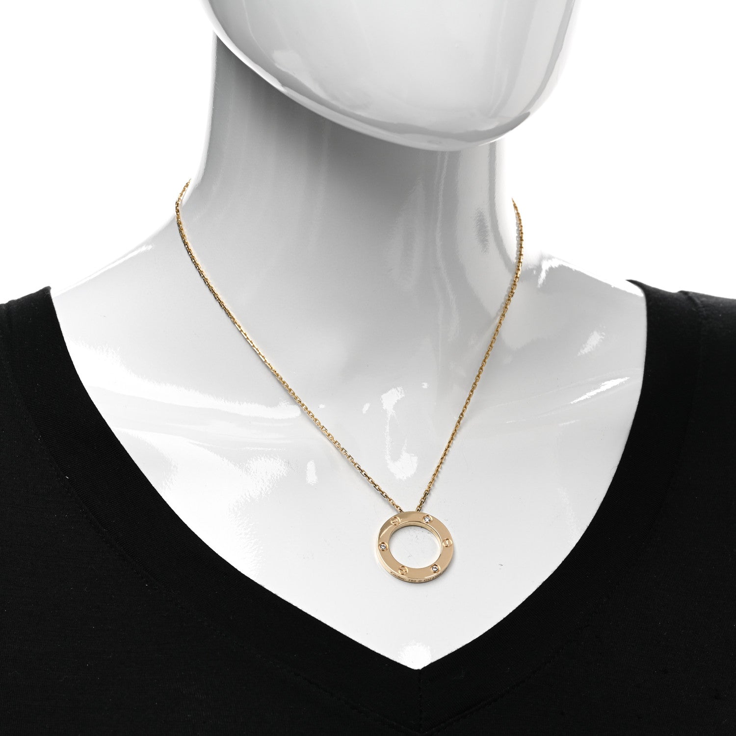 Cartier 18K Yellow Gold 3 Diamonds LOVE Pendant Necklace 2 of 5
