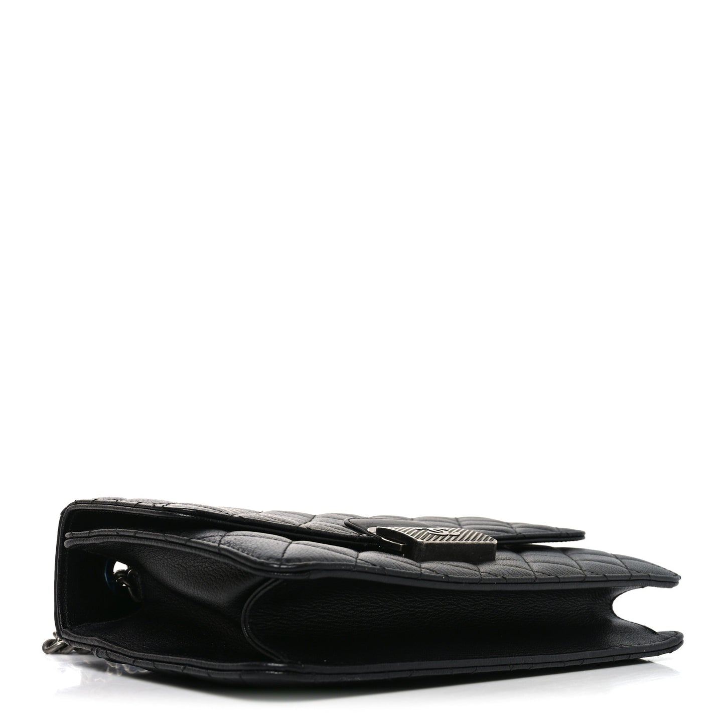 Goatskin Quilted Small CC University Top Handle Flap Black