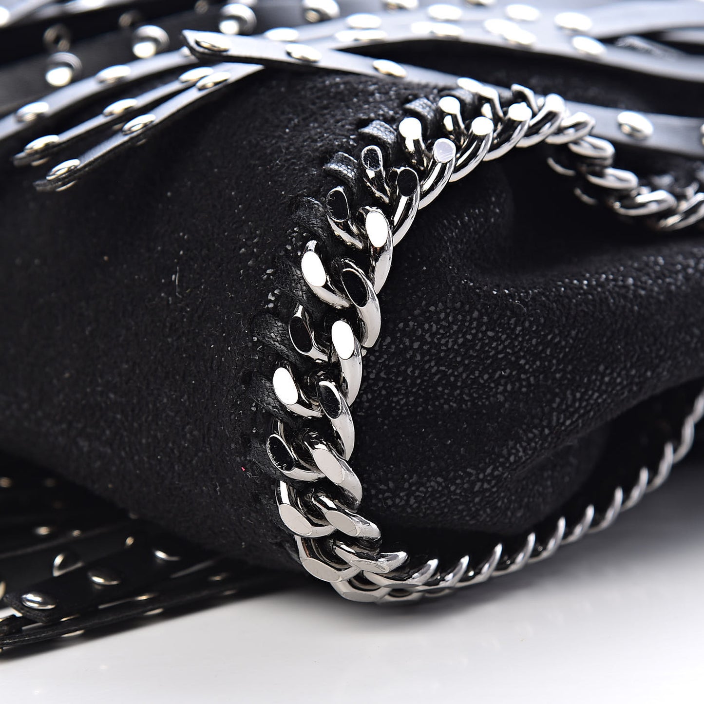 Eco Alter Nappa Shaggy Deer Mini Falabella Studded Fringe Tote Black