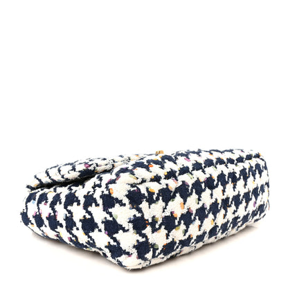 Chanel Tweed Quilted Large Chanel 19 Flap Ecru Navy Blue Multicolor 4 of 10