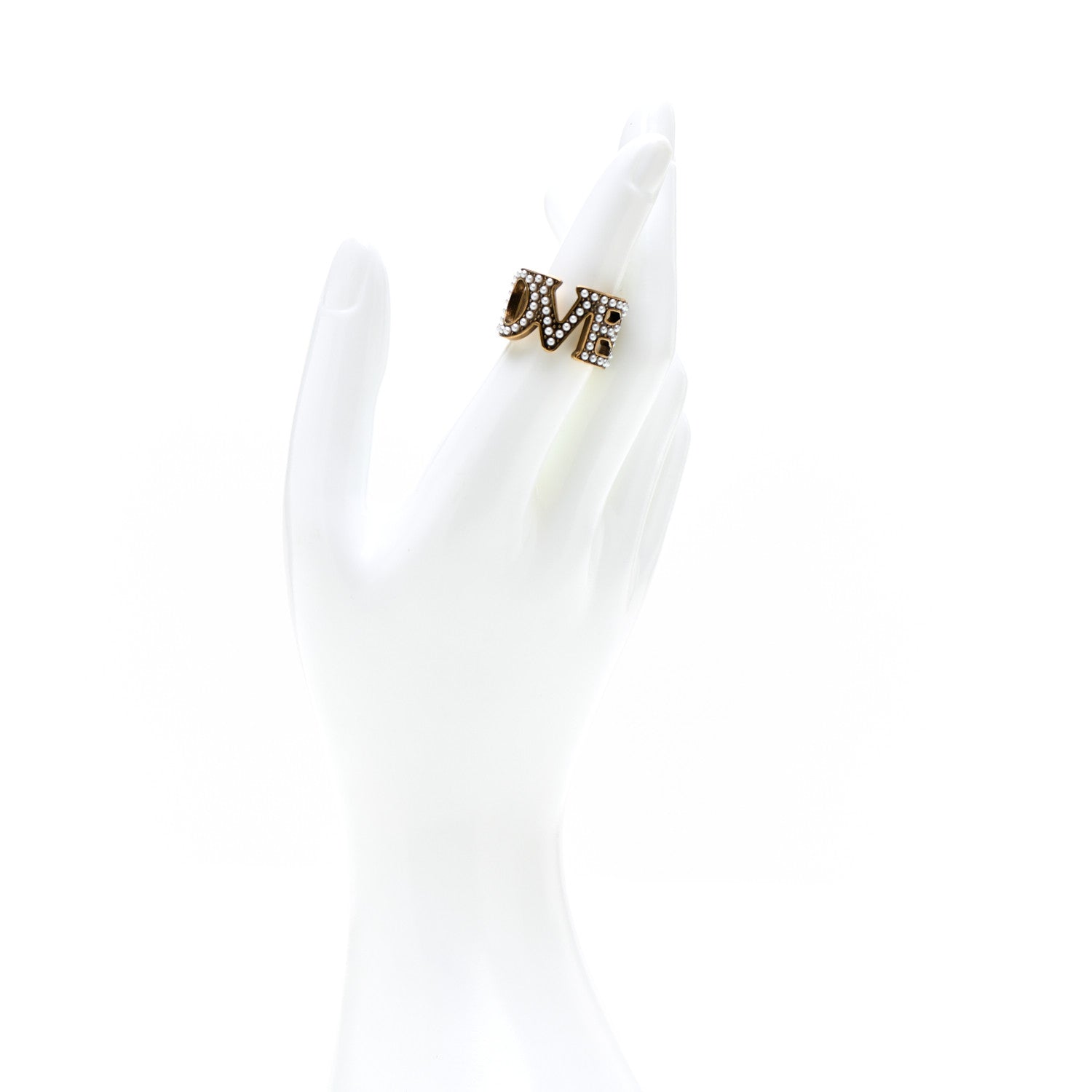 Gucci Metal Pearl Loved Ring S Aged Gold 2 of 6