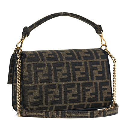 Fendi Fabric Jacquard FF 1974 Mini Baguette Tobacco Moro Black 3 of 9