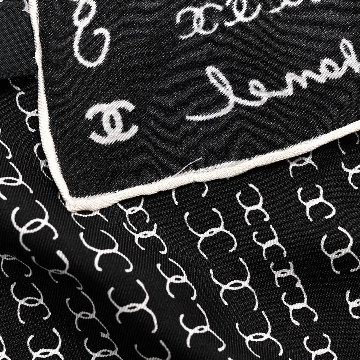 Chanel Silk CC Twilly Hair Tie Black White 6 of 7