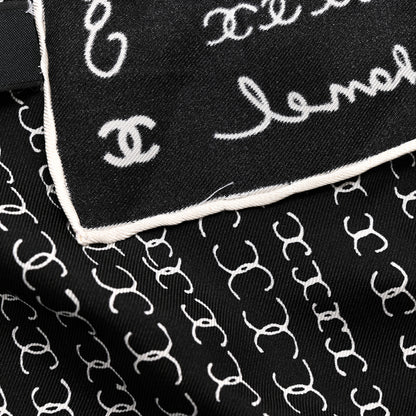Chanel Silk CC Twilly Hair Tie Black White 6 of 7