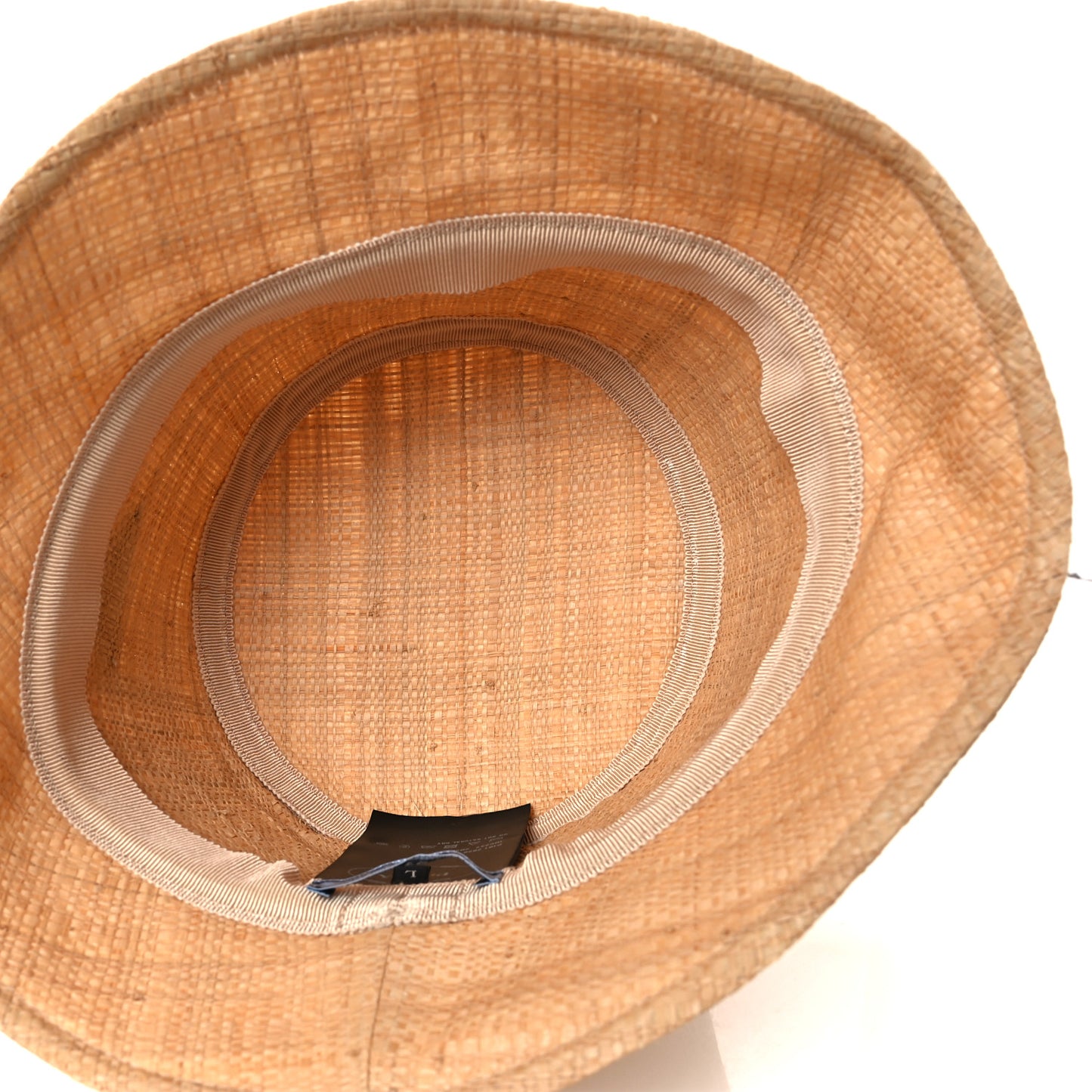 Raffia Triangle Logo Embroidered Bucket Hat L Naturale
