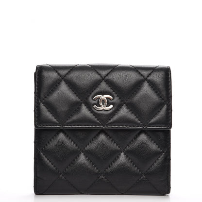 Chanel Lambskin Quilted Compact French Flap Wallet Black 1 of 7