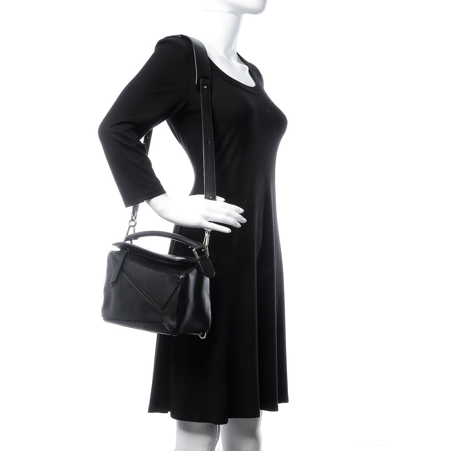 Calfskin Small Puzzle Bag Black