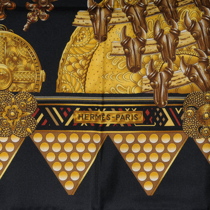 Hermes Silk L'or Des Chefs Scarf 90 Black Gold 3 of 4