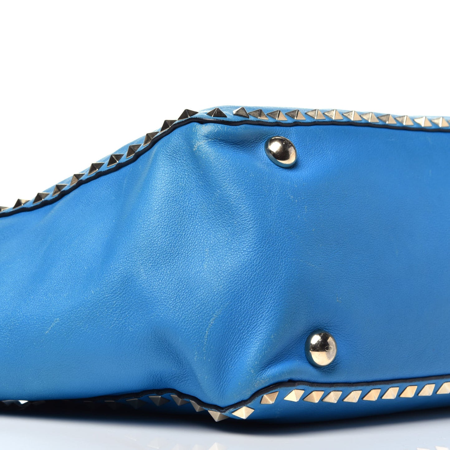 Vitello Medium Rockstud Tote Blue Fluo