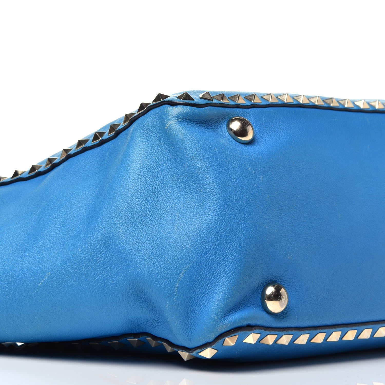 Valentino Garavani Vitello Medium Rockstud Tote Blue Fluo 9 of 10