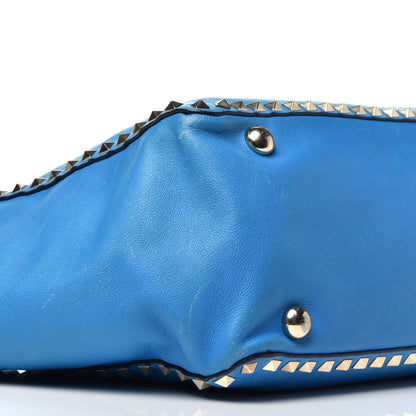 Valentino Garavani Vitello Medium Rockstud Tote Blue Fluo 9 of 10