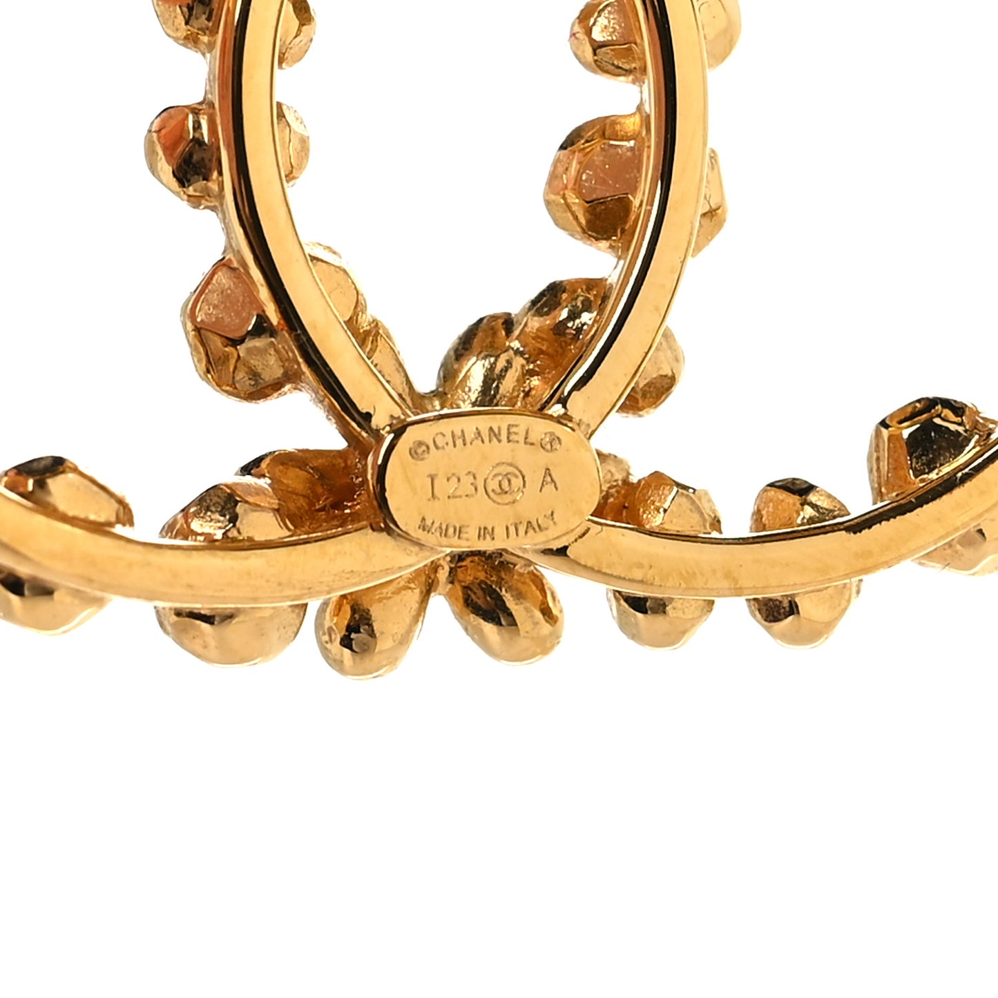 Metal Crystal CC Hoop Drop Earrings Gold