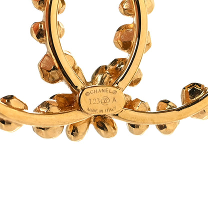 Chanel Metal Crystal CC Hoop Drop Earrings Gold 4 of 5