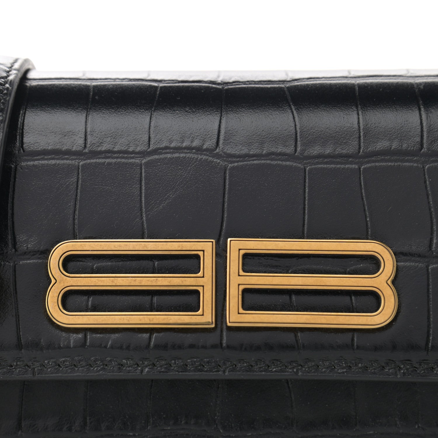 Balenciaga Extra Supple Calfskin Crocodile Embossed Gossip Chain Bag XS Black 9 of 11