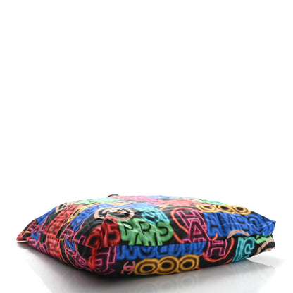 Chanel Caviar Fabric Graffiti Foldable Tote Bag With Chain Black Multicolor 8 of 12