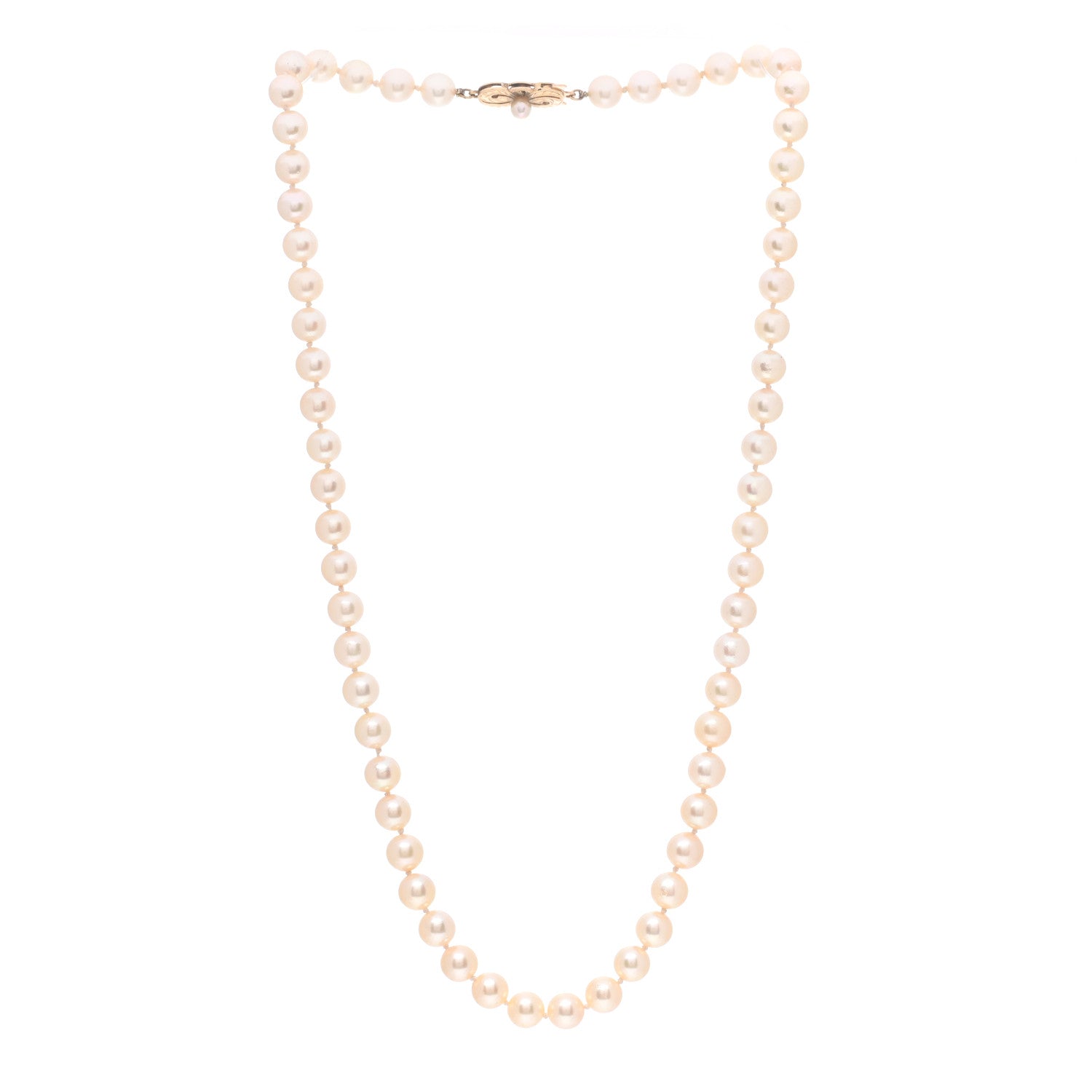 Mikimoto 18K Yellow Gold Akoya Pearl 6.5-7mm Strand Necklace 18.5" 3 of 4