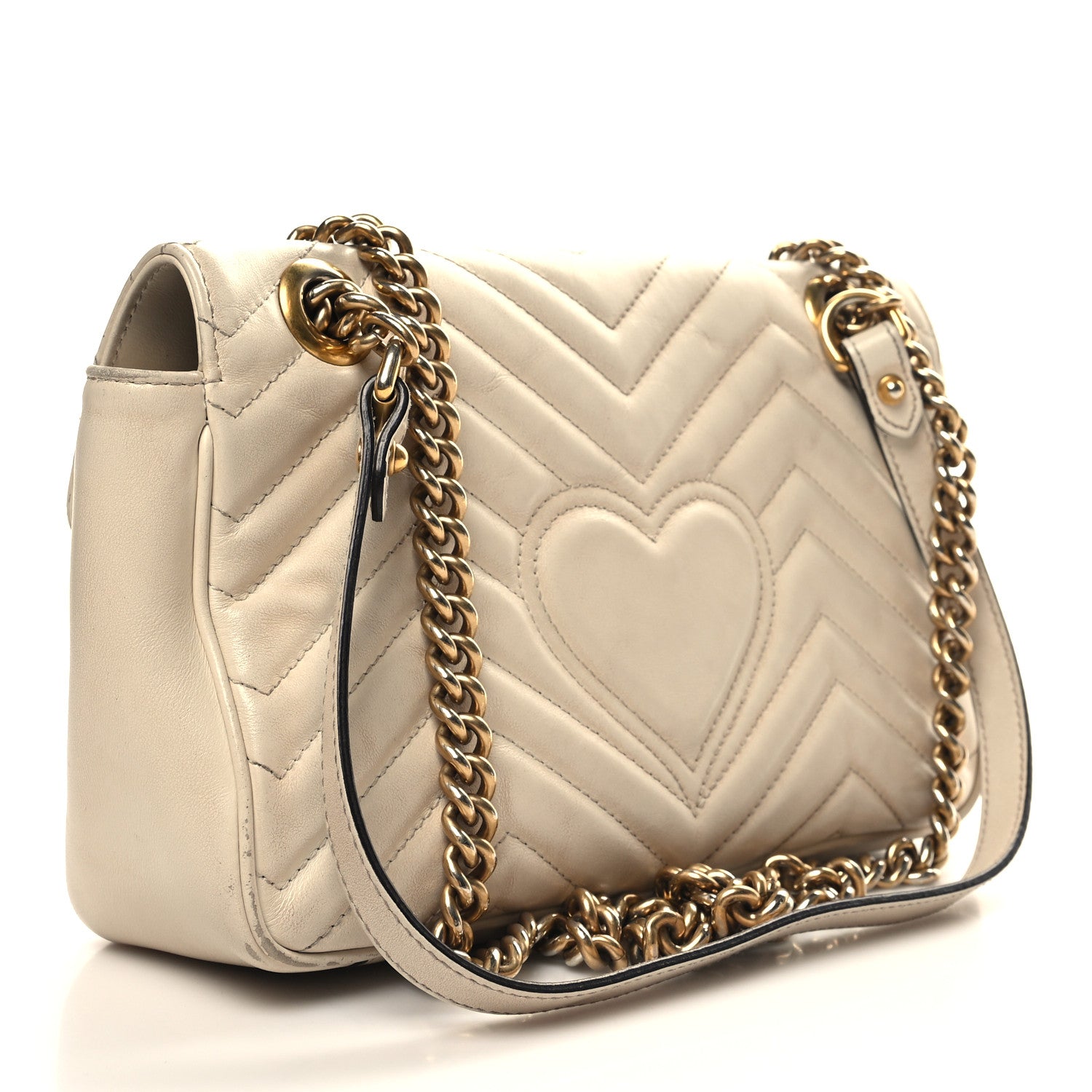 Gucci Calfskin Matelasse Small GG Marmont Shoulder Bag White 4 of 16