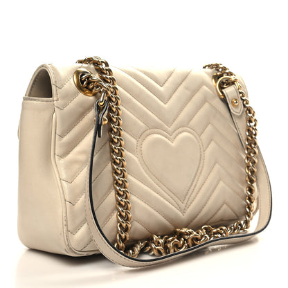 Gucci Calfskin Matelasse Small GG Marmont Shoulder Bag White 4 of 16