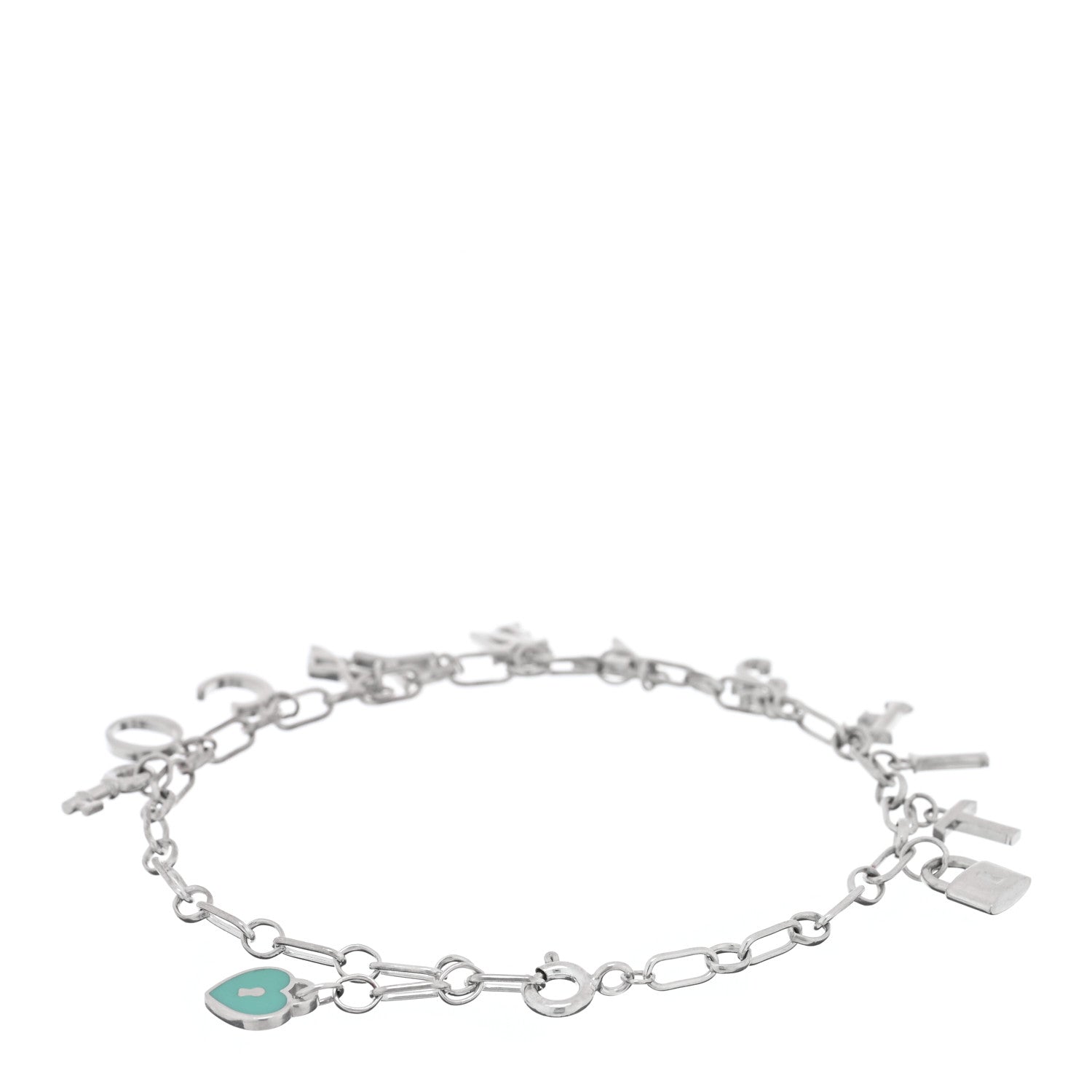 Tiffany Sterling Silver Enamel Love Notes Logo Charm Bracelet Blue 2 of 4