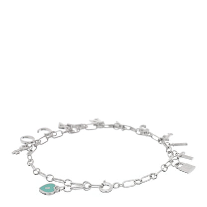 Tiffany Sterling Silver Enamel Love Notes Logo Charm Bracelet Blue 2 of 4