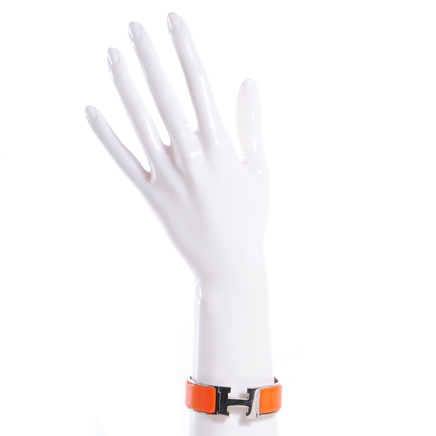 Hermes Enamel Wide Clic Clac H Bracelet PM Orange 2 of 7