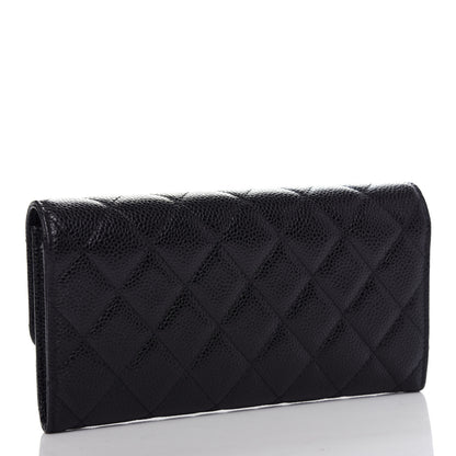 Chanel Caviar Quilted Large Gusset Flap Wallet Black 3 of 9
