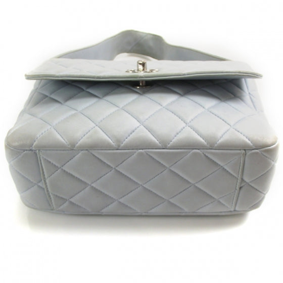 Lambskin Quilted Flap Shoulder Bag Blue
