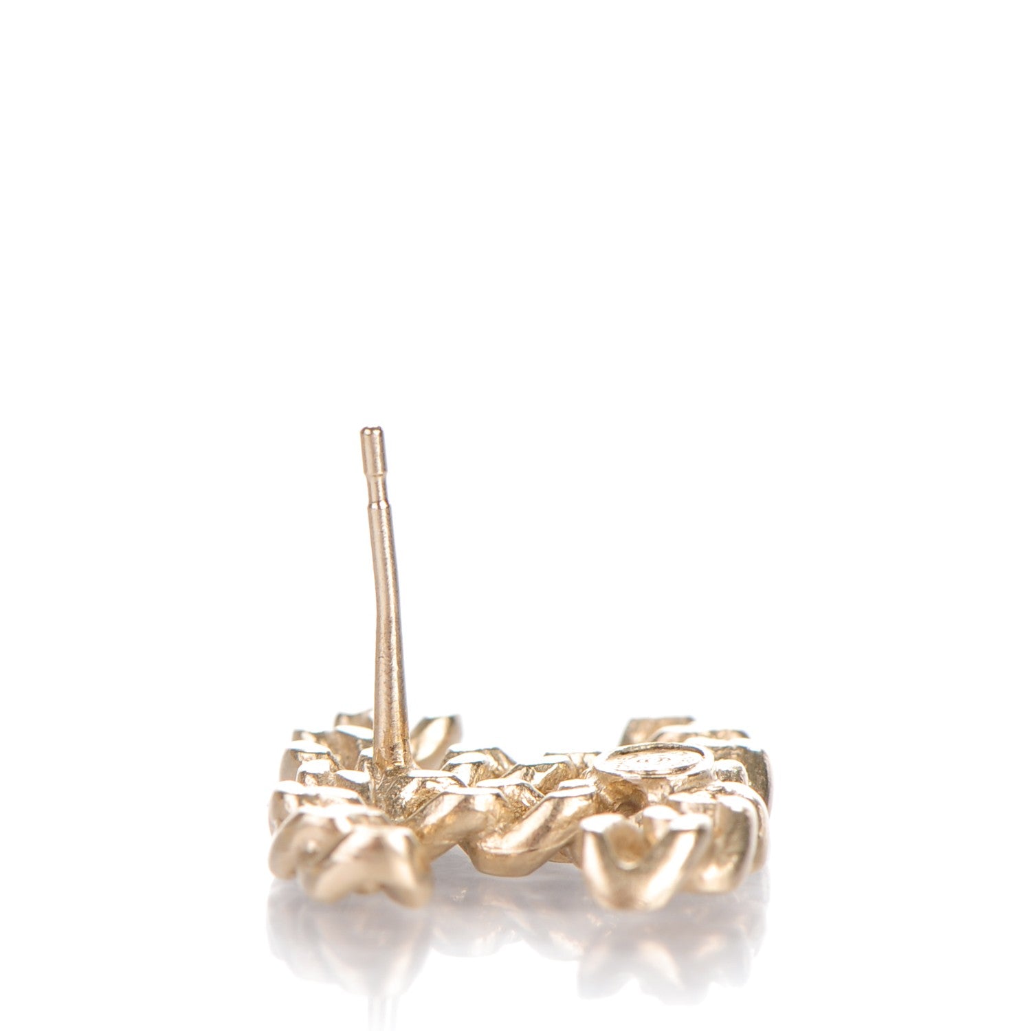 Chanel Metal Chain Link CC Earrings Gold 2 of 5