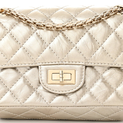 Chanel Metallic Aged Calfskin Quilted 2.55 Reissue Mini Flap Light Gold 8 of 11